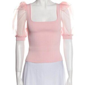 Alice + Olivia Abella puff-sleeve knit top